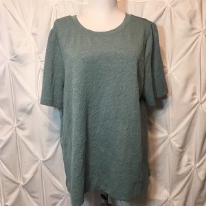 LOFT sage green matelasse top XL